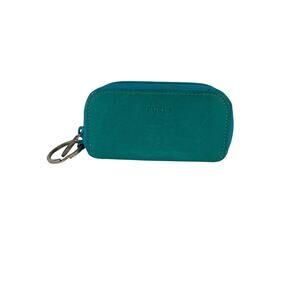 Furla Turquoise Petite Coin Key Leather Pouch Purse with Keychain